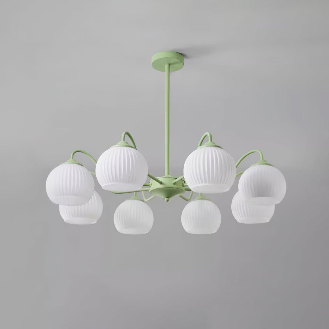 Ribbed Glass Matcha Chandelier - Vakkerlight