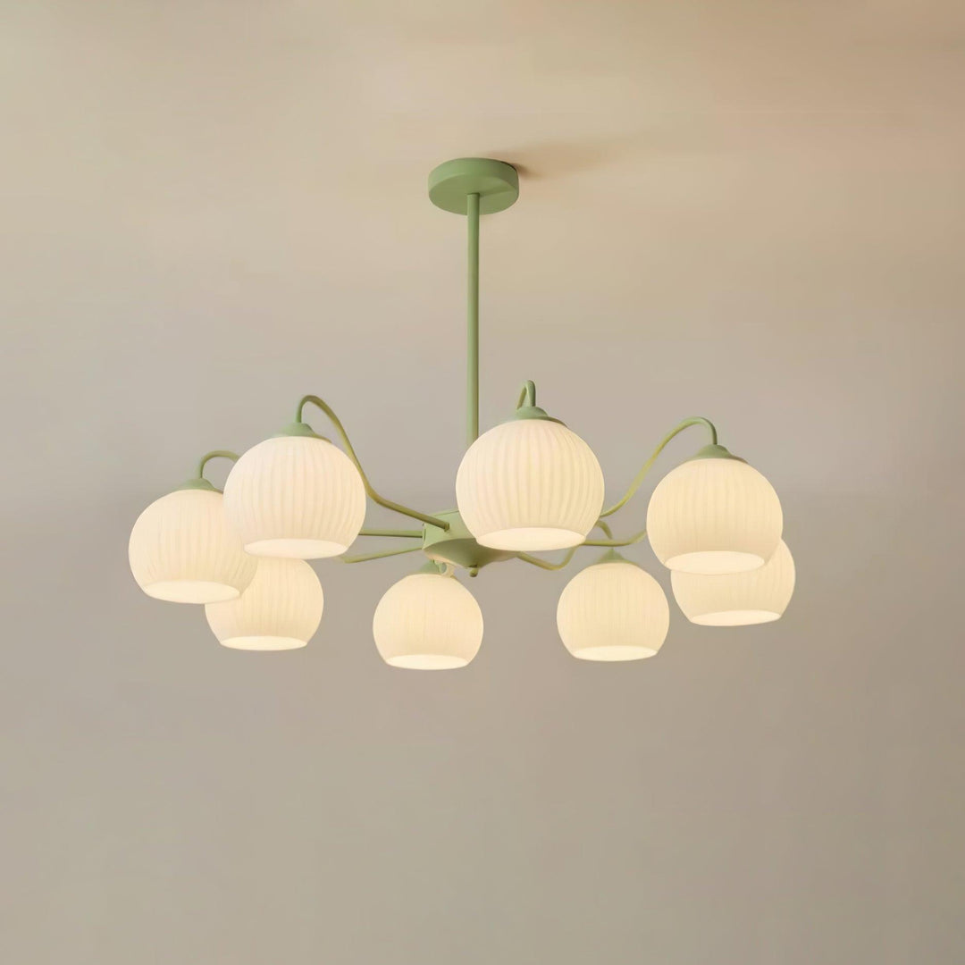 Ribbed Glass Matcha Chandelier - Vakkerlight