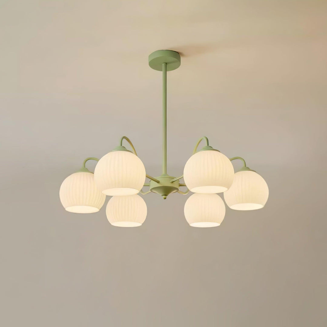 Ribbed Glass Matcha Chandelier - Vakkerlight