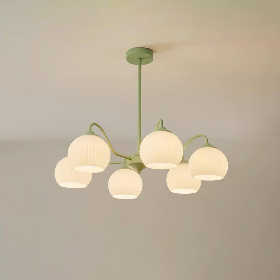 Ribbed Glass Matcha Chandelier - Vakkerlight