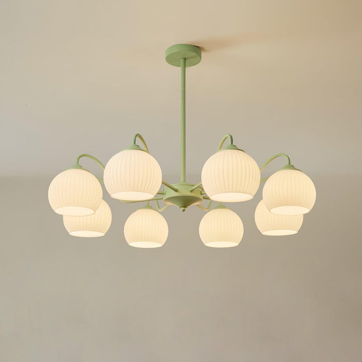 Ribbed Glass Matcha Chandelier - Vakkerlight