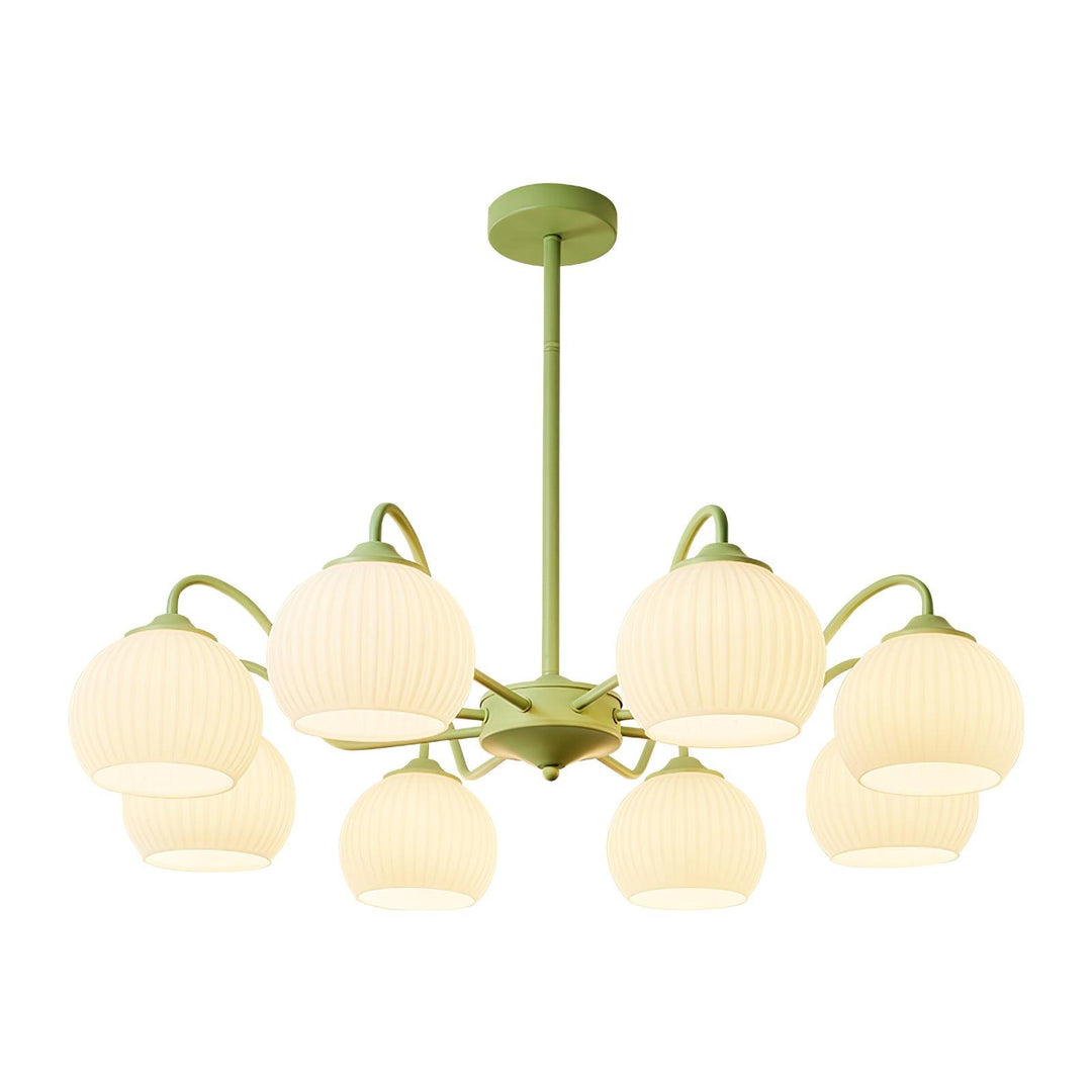 Ribbed Glass Matcha Chandelier - Vakkerlight