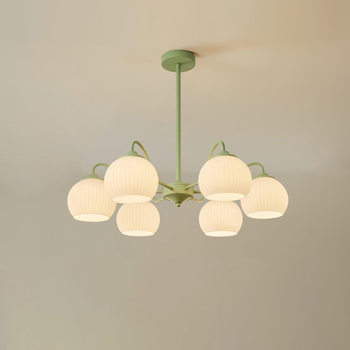 Ribbed Glass Matcha Chandelier - Vakkerlight