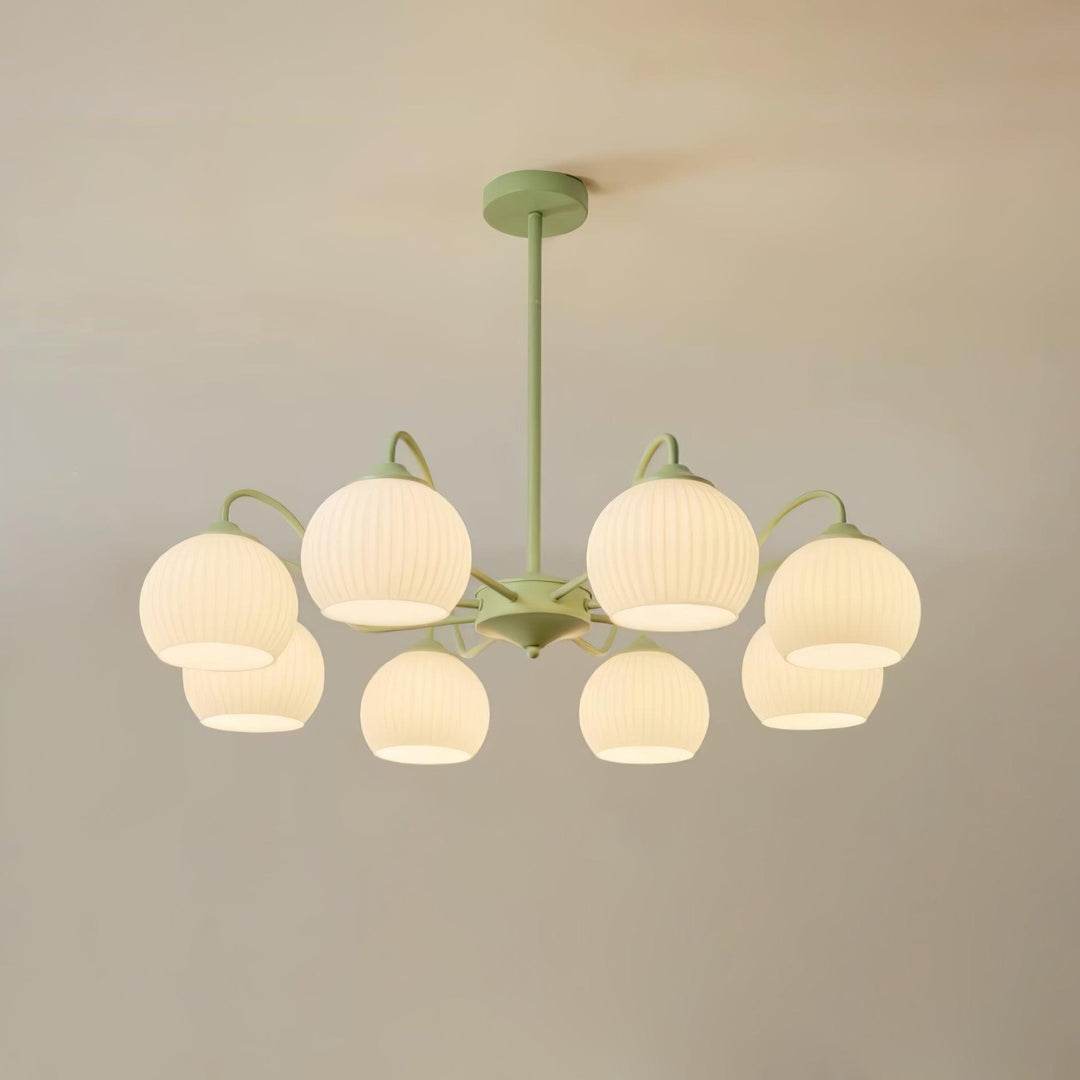 Ribbed Glass Matcha Chandelier - Vakkerlight