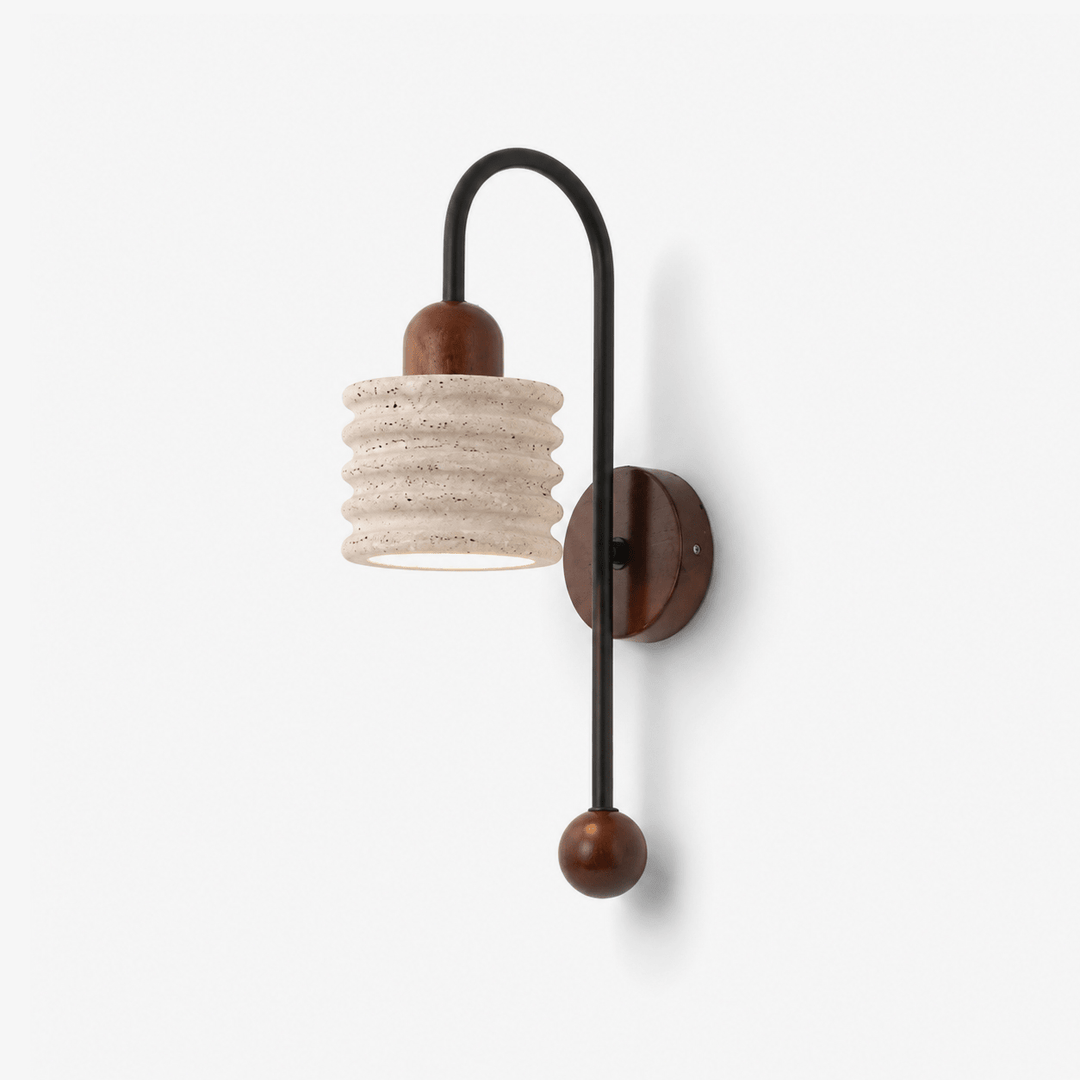 Ribbed Travertine Arc Sconce - Vakkerlight