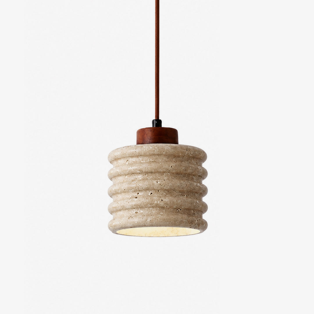 Ribbed Travertine Pendant Light