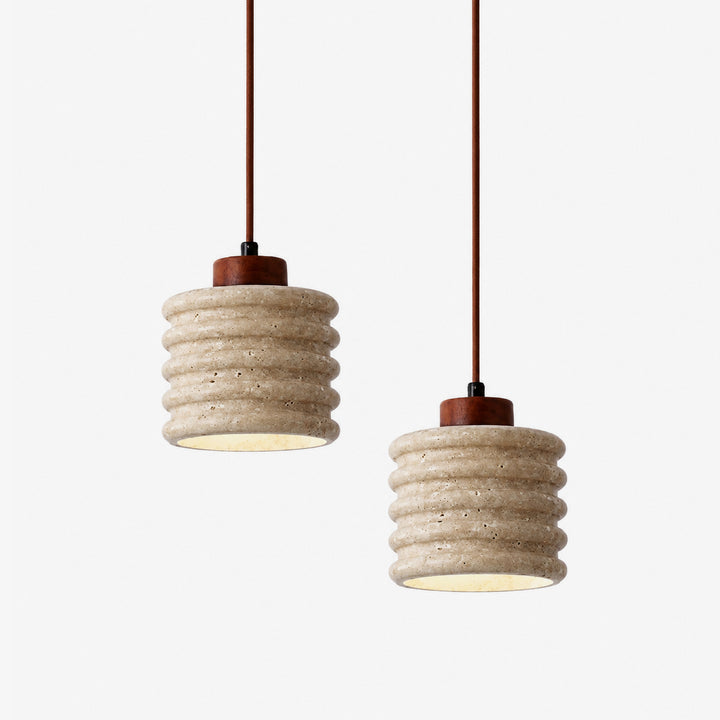 Ribbed Travertine Pendant Light
