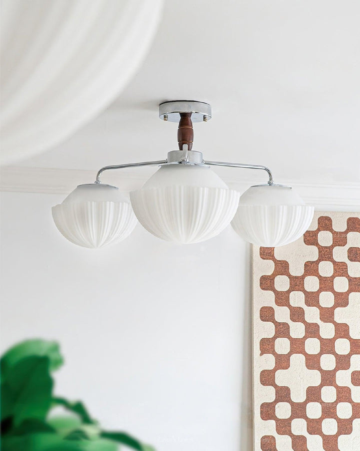 Ribbed Walnut Ceiling Lamp - Vakkerlight