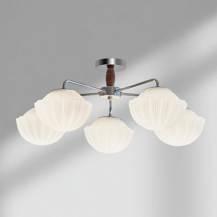 Ribbed Walnut Ceiling Lamp - Vakkerlight