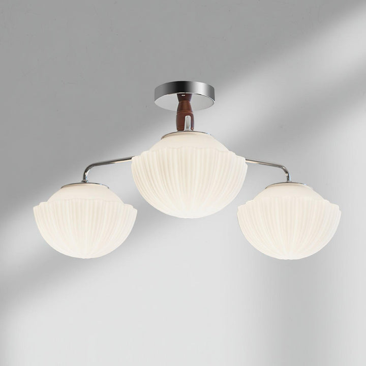 Ribbed Walnut Ceiling Lamp - Vakkerlight