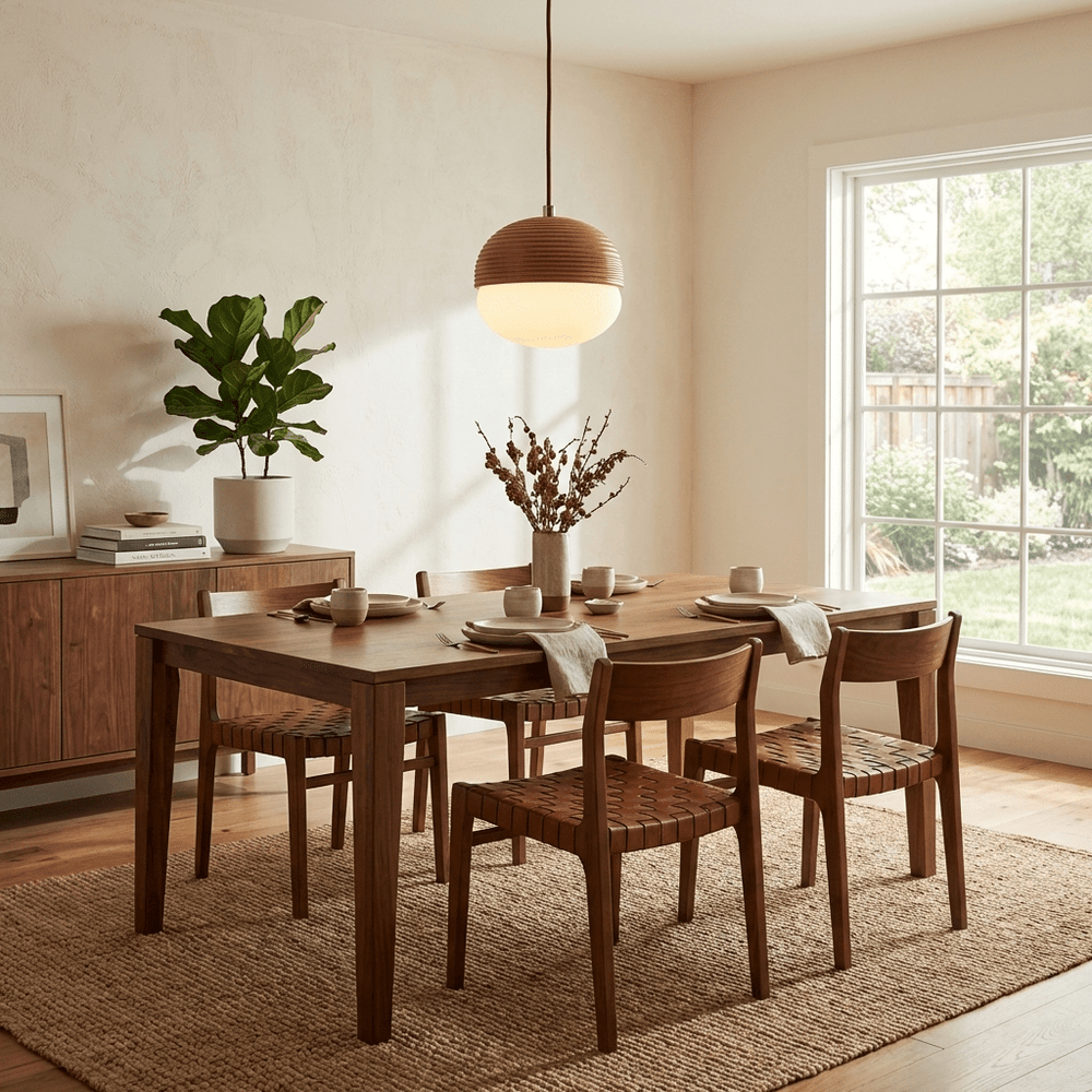 Ribbed Wood Globe Pendant Light - Vakkerlight