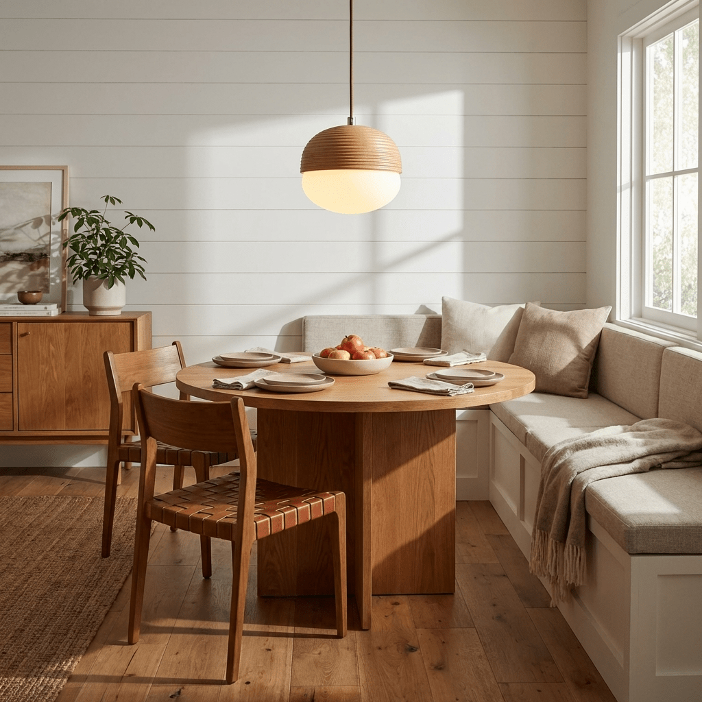 Ribbed Wood Globe Pendant Light - Vakkerlight