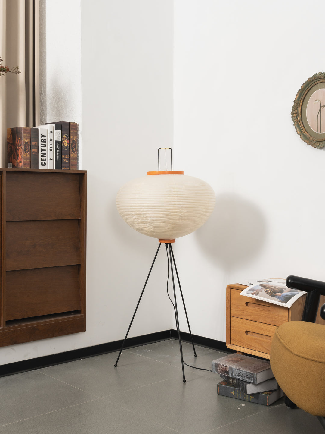 Lampada da terra in carta di riso