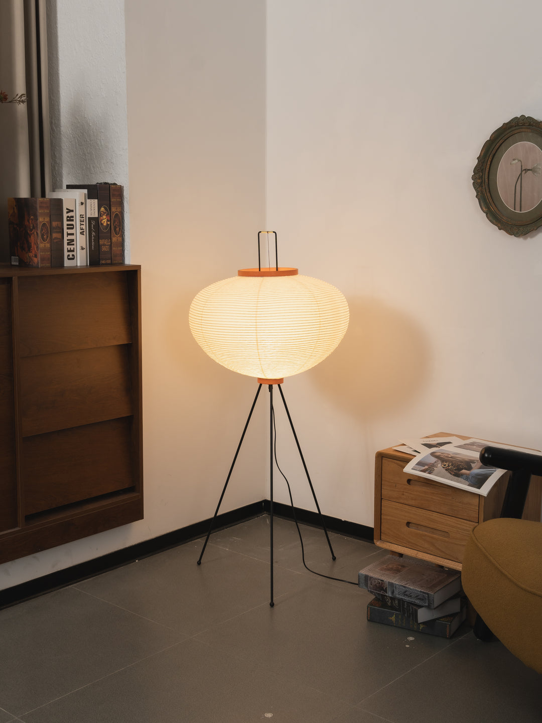 Lampada da terra in carta di riso