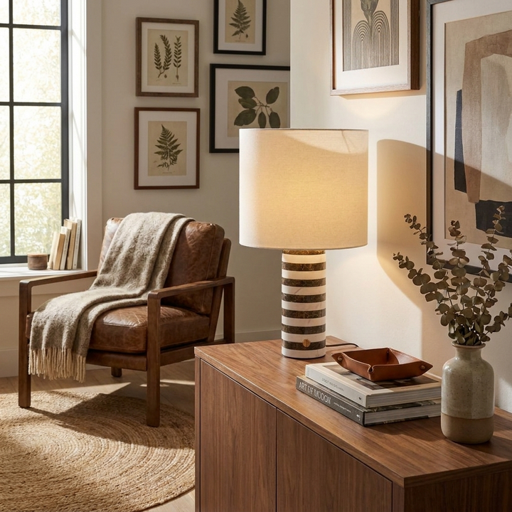 Rivelle Striped Marble Table Lamp