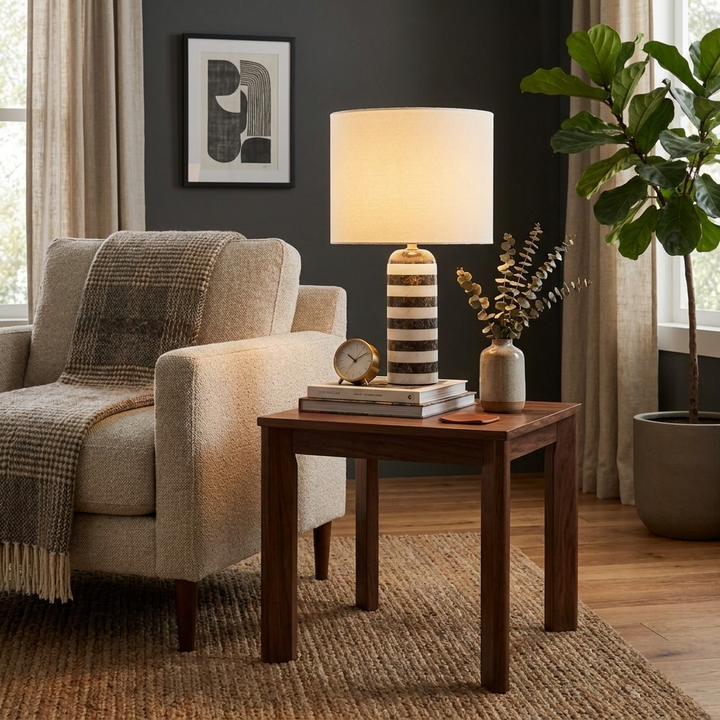 Rivelle Striped Marble Table Lamp