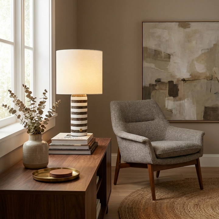 Rivelle Striped Marble Table Lamp