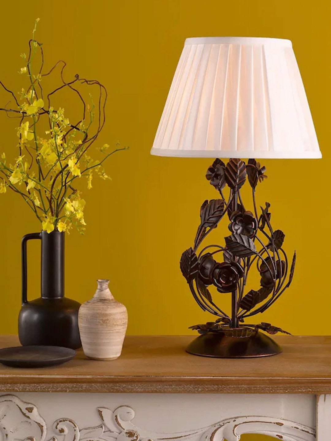 Rosaspina Wrought Iron Rose Table Lamp - Vakkerlight