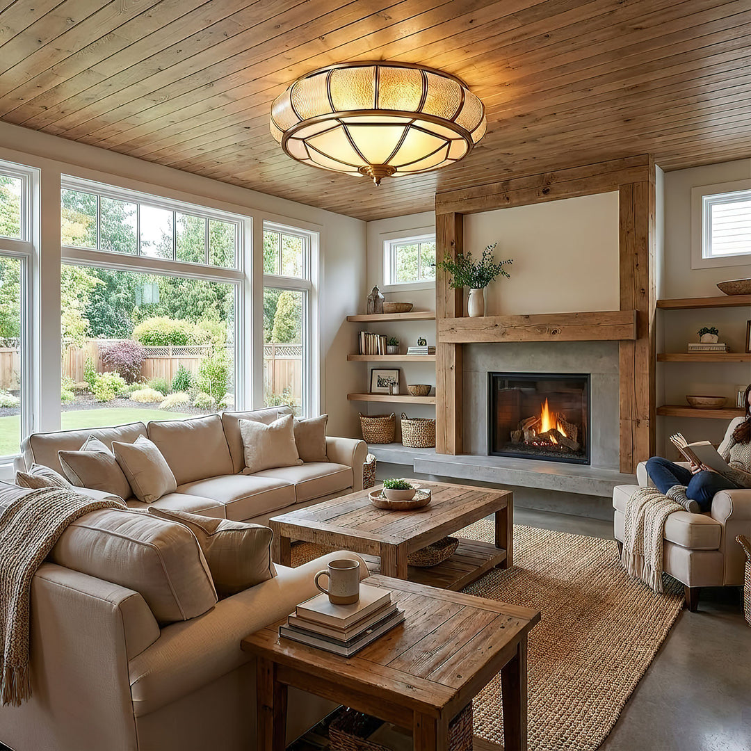 Round Textured Glass Ceiling Light - Vakkerlight