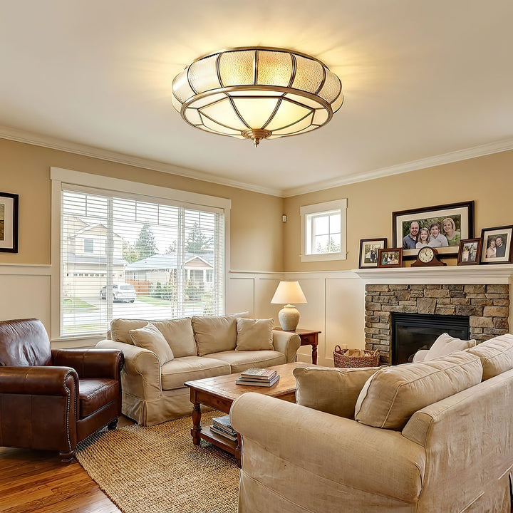 Round Textured Glass Ceiling Light - Vakkerlight