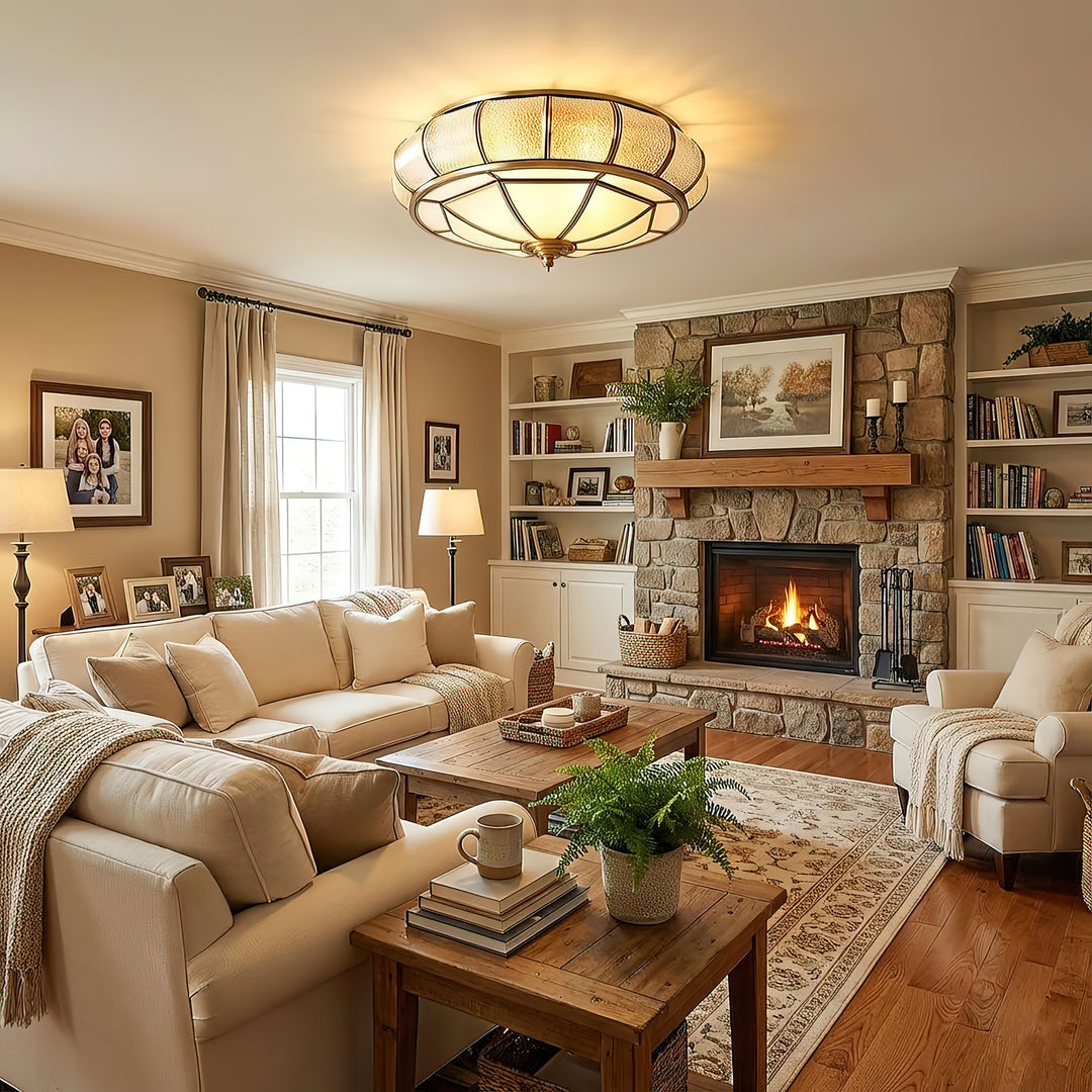 Round Textured Glass Ceiling Light - Vakkerlight