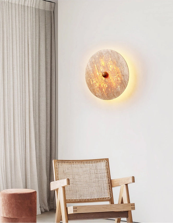 Round Travertine Disk Wall Lamp - Vakkerlight