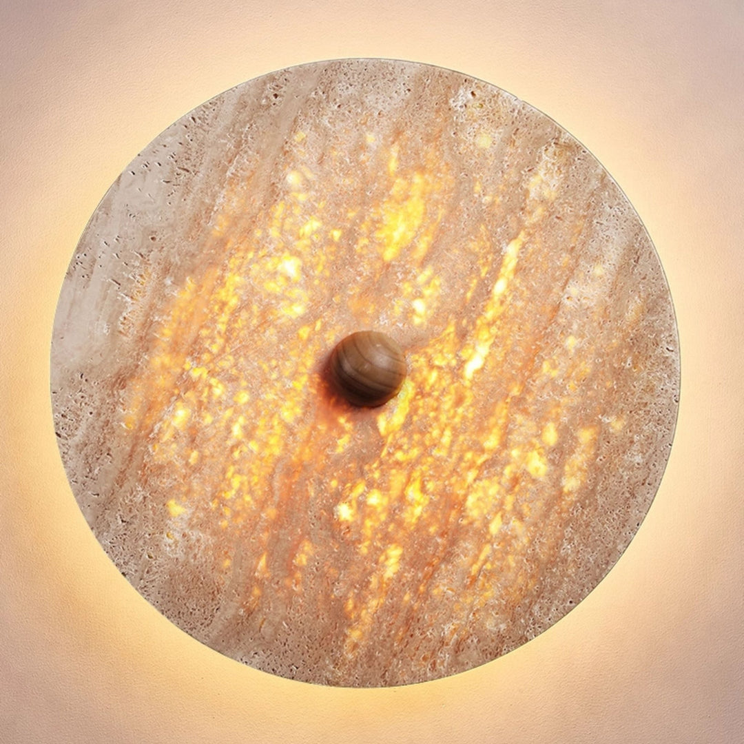 Round Travertine Disk Wall Lamp - Vakkerlight