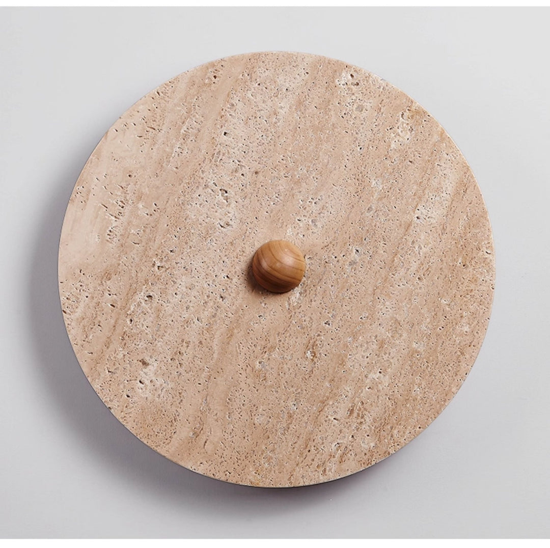 Round Travertine Disk Wall Lamp - Vakkerlight