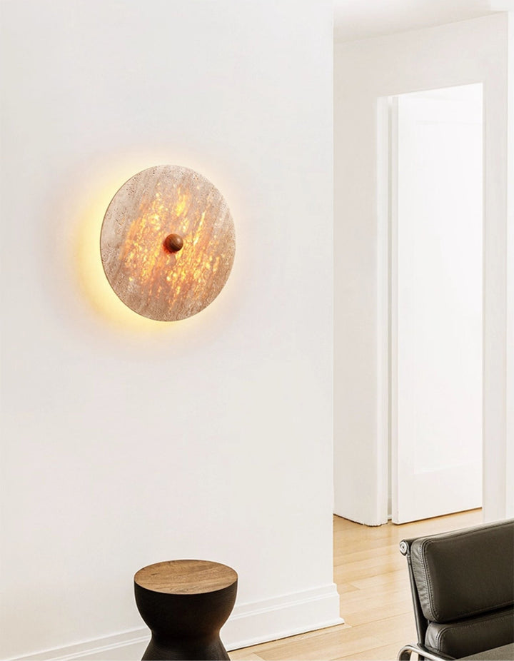 Round Travertine Disk Wall Lamp - Vakkerlight