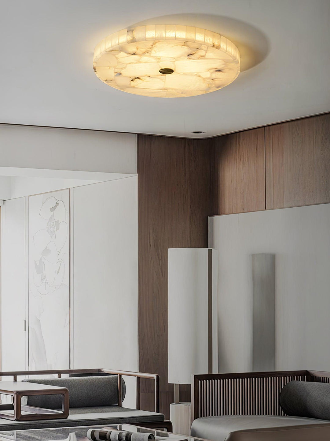 Round Alabaster Ceiling Lamp - Vakkerlight