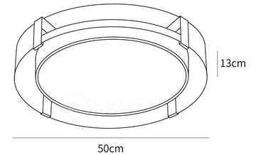 Ronde plafondlamp met lage profilering — Maattekeningen 2