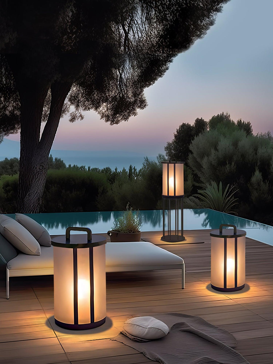 Round Pillar Acrylic Lantern Outdoor Lamp - Vakkerlight