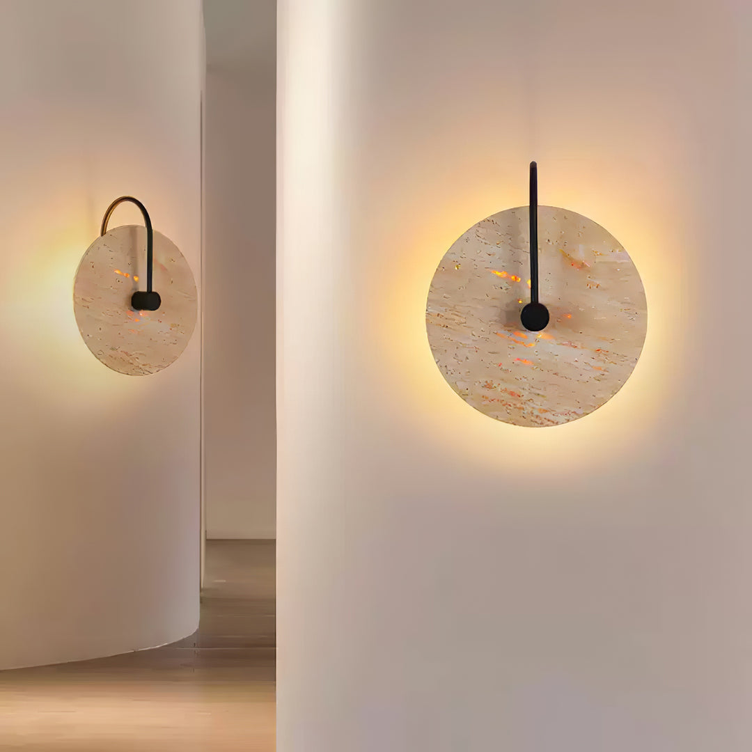 Round Travertine Wall Lamp