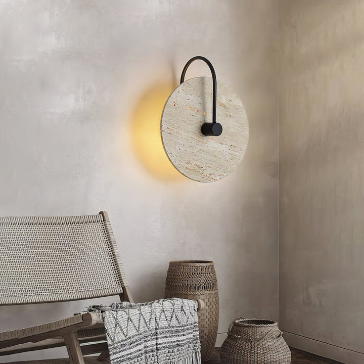 Round Travertine Wall Lamp