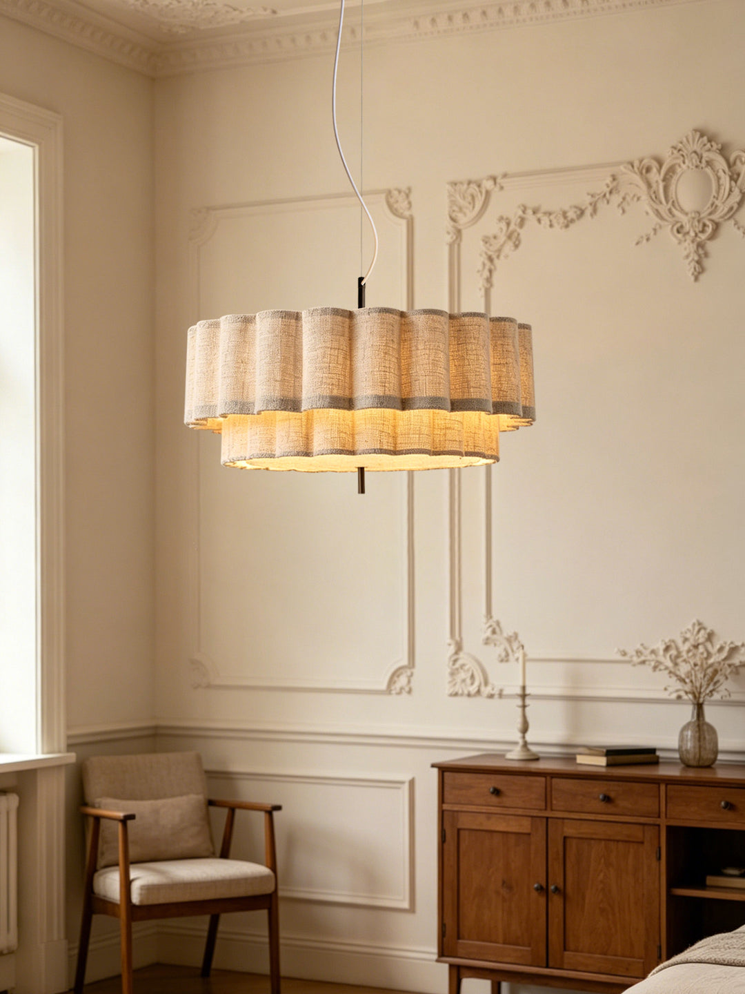 Rowan Fluted Fabric Pendant Lamp – detail 4