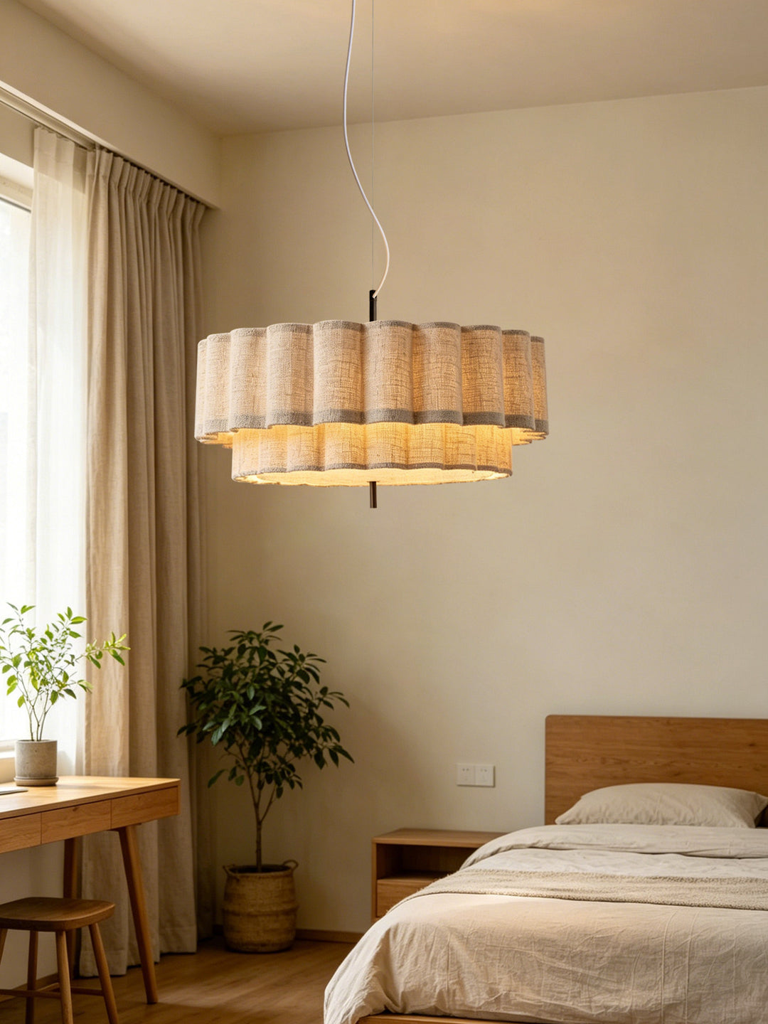 Rowan Fluted Fabric Pendant Lamp – detail 6