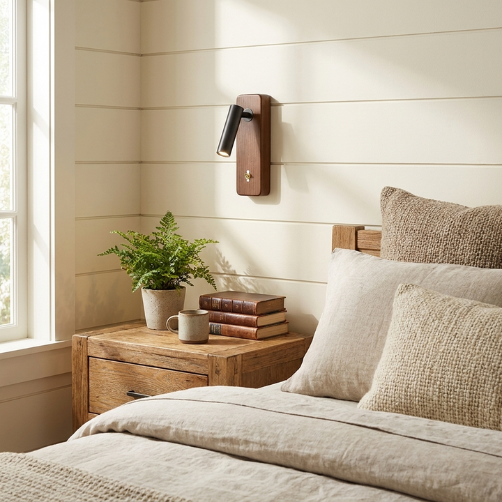 Rowan Wood LED Reading Wall Sconce