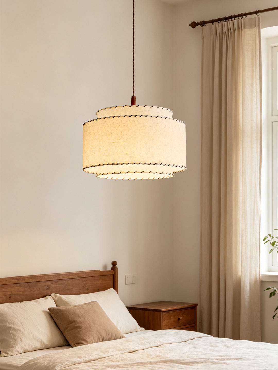 Sable Stitched Fabric Pendant Lamp