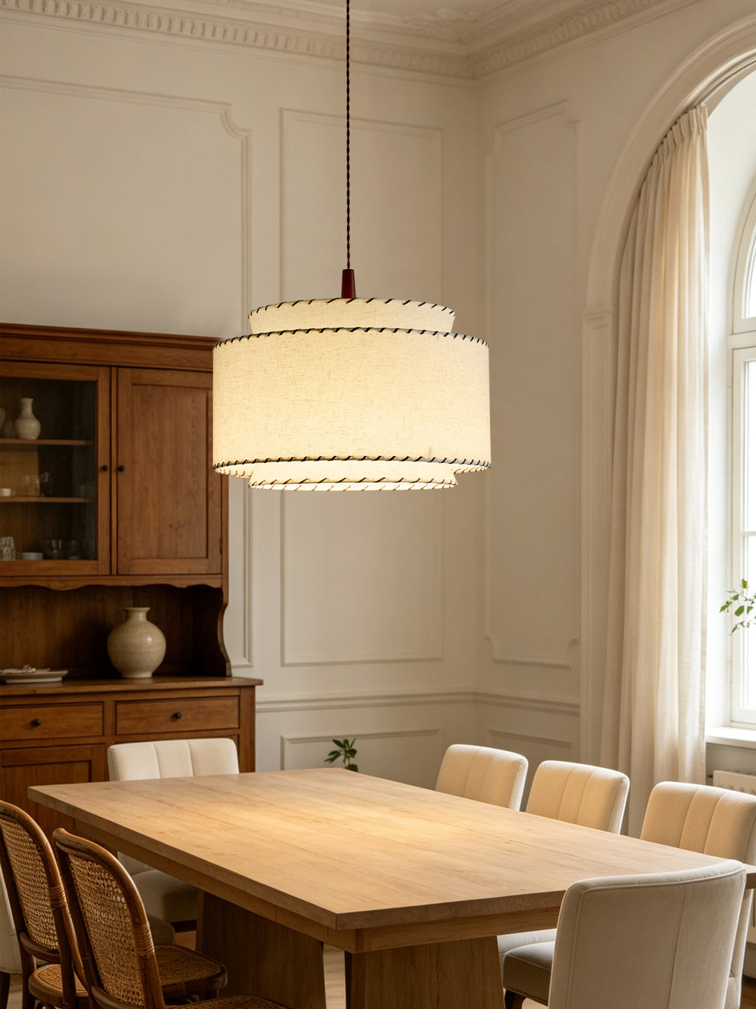 Sable Stitched Fabric Pendant Lamp