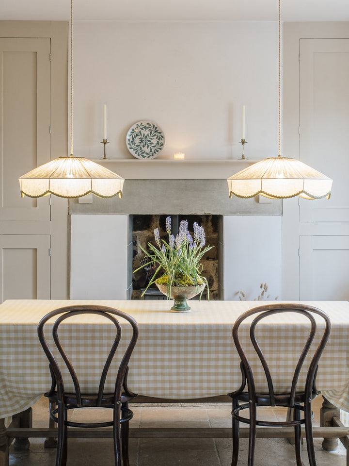 Sage Pleated Linen Pendant Lamp – detail 2