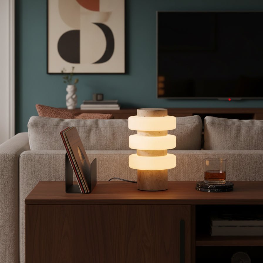 Saturn Travertine Table Lamp - Vakkerlight