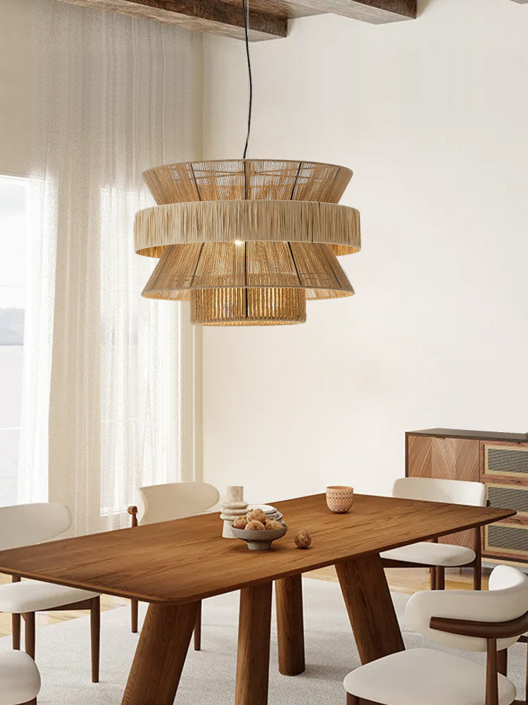 Savanna Tiered Raffia Pendant Lamp