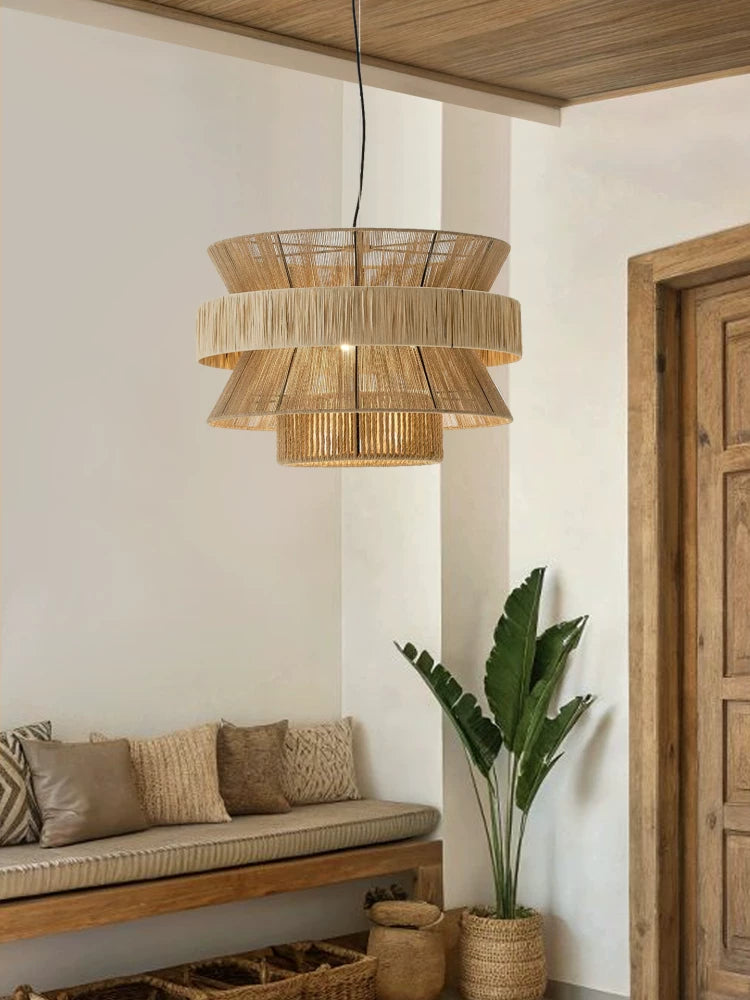 Savanna Tiered Raffia Pendant Lamp