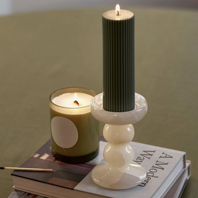 Sculpted Jade Candle Holder