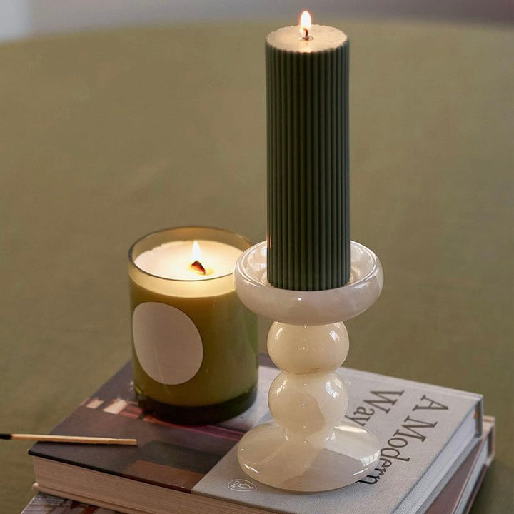 Sculpted Jade Candle Holder