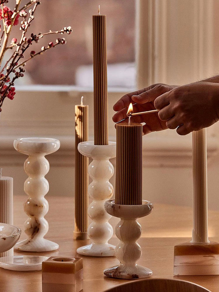 Sculpted Jade Candle Holder