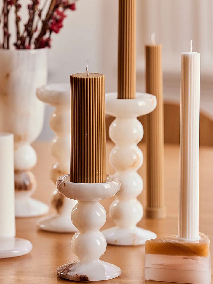 Sculpted Jade Candle Holder