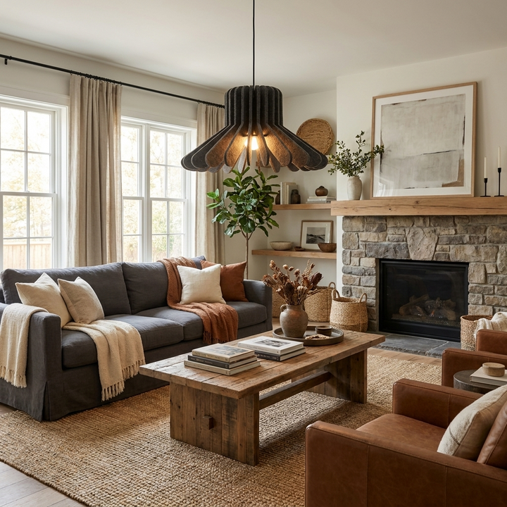 Sculptural Layered Felt Pendant Lamp