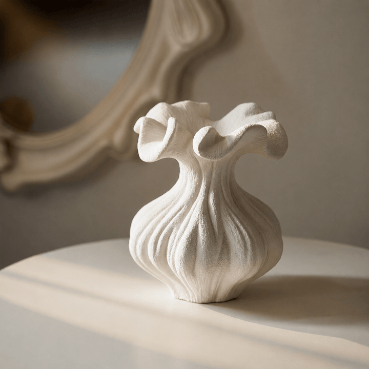 Sculptural Sand Texture Ivory Vase - Vakkerlight