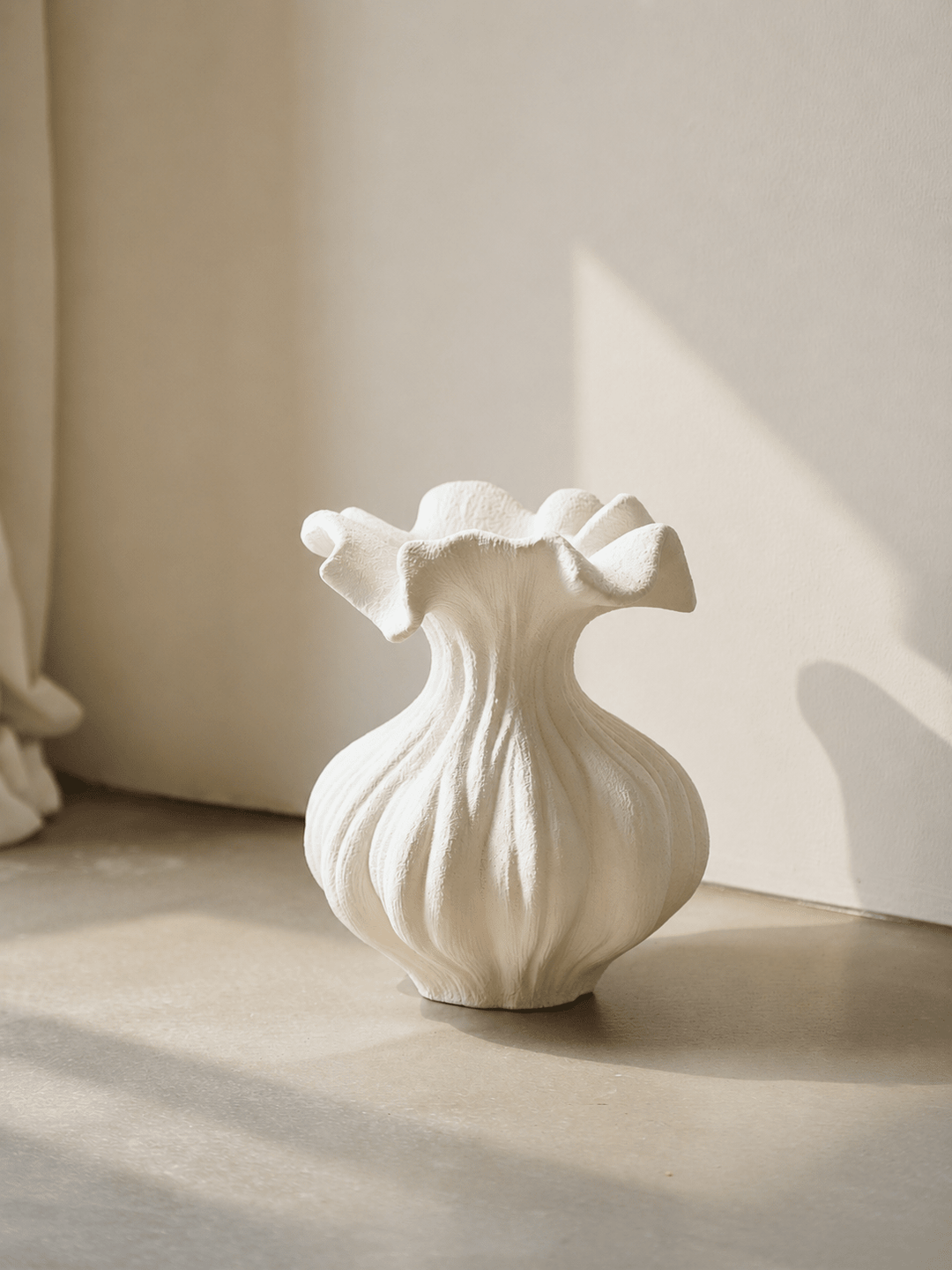 Sculptural Sand Texture Ivory Vase - Vakkerlight